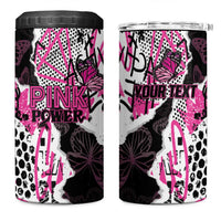 Personalized Pink Power Graffiti 4 in 1 Can Cooler Tumbler Breast Cancer Awareness - Wonder Print Shop