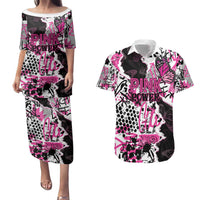Personalized Pink Power Graffiti Couples Matching Puletasi and Hawaiian Shirt Breast Cancer Awareness - Wonder Print Shop