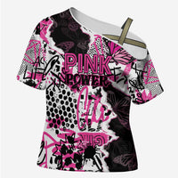 Personalized Pink Power Graffiti Cross Shoulder Shirt Breast Cancer Awareness - Wonder Print Shop