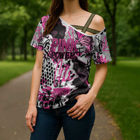 Personalized Pink Power Graffiti Cross Shoulder Shirt Breast Cancer Awareness - Wonder Print Shop