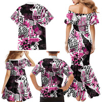 Personalized Pink Power Graffiti Family Matching Mermaid Dress and Hawaiian Shirt Breast Cancer Awareness - Wonder Print Shop