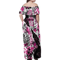 Personalized Pink Power Graffiti Family Matching Off Shoulder Maxi Dress and Hawaiian Shirt Breast Cancer Awareness - Wonder Print Shop