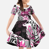 Personalized Pink Power Graffiti Family Matching Puletasi and Hawaiian Shirt Breast Cancer Awareness - Wonder Print Shop