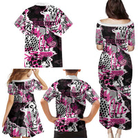 Personalized Pink Power Graffiti Family Matching Puletasi and Hawaiian Shirt Breast Cancer Awareness - Wonder Print Shop