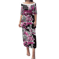 Personalized Pink Power Graffiti Family Matching Puletasi and Hawaiian Shirt Breast Cancer Awareness - Wonder Print Shop