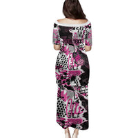 Personalized Pink Power Graffiti Family Matching Puletasi and Hawaiian Shirt Breast Cancer Awareness - Wonder Print Shop