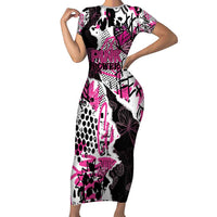 Personalized Pink Power Graffiti Family Matching Short Sleeve Bodycon Dress and Hawaiian Shirt Breast Cancer Awareness - Wonder Print Shop