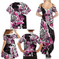 Personalized Pink Power Graffiti Family Matching Summer Maxi Dress and Hawaiian Shirt Breast Cancer Awareness - Wonder Print Shop