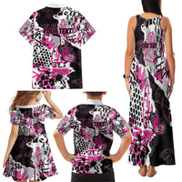 Personalized Pink Power Graffiti Family Matching Tank Maxi Dress and Hawaiian Shirt Breast Cancer Awareness - Wonder Print Shop