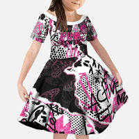 Personalized Pink Power Graffiti Kid Short Sleeve Dress Breast Cancer Awareness - Wonder Print Shop