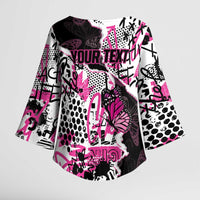 Personalized Pink Power Graffiti Kimono Sleeve Blouse Breast Cancer Awareness - Wonder Print Shop