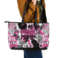 Pink Power Graffiti Leather Tote Bag Breast Cancer Awareness - Wonder Print Shop
