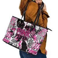 Pink Power Graffiti Leather Tote Bag Breast Cancer Awareness - Wonder Print Shop