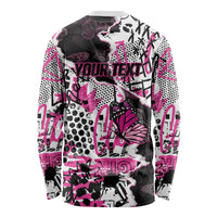 Personalized Pink Power Graffiti Long Sleeve Shirt Breast Cancer Awareness - Wonder Print Shop