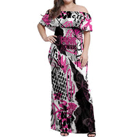 Personalized Pink Power Graffiti Off Shoulder Maxi Dress Breast Cancer Awareness - Wonder Print Shop
