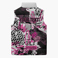 Personalized Pink Power Graffiti Sleeveless Puffer Jacket Breast Cancer Awareness - Wonder Print Shop