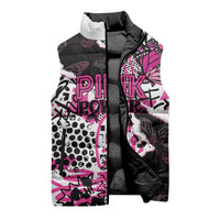 Personalized Pink Power Graffiti Sleeveless Puffer Jacket Breast Cancer Awareness - Wonder Print Shop