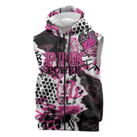 Personalized Pink Power Graffiti Sleeveless Zip Hoodie Breast Cancer Awareness - Wonder Print Shop