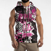 Personalized Pink Power Graffiti Sleeveless Zip Hoodie Breast Cancer Awareness - Wonder Print Shop