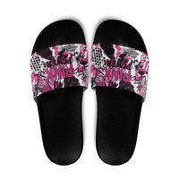 Pink Power Graffiti Slide Sandals Breast Cancer Awareness - Wonder Print Shop
