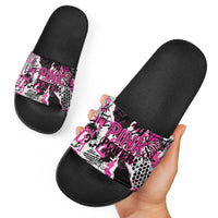 Pink Power Graffiti Slide Sandals Breast Cancer Awareness - Wonder Print Shop