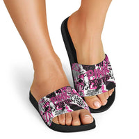 Pink Power Graffiti Slide Sandals Breast Cancer Awareness - Wonder Print Shop