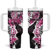 Personalized Pink Power Graffiti Tumbler With Handle Breast Cancer Awareness - Wonder Print Shop