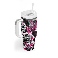 Personalized Pink Power Graffiti Tumbler With Handle Breast Cancer Awareness - Wonder Print Shop