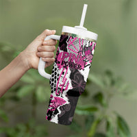 Personalized Pink Power Graffiti Tumbler With Handle Breast Cancer Awareness - Wonder Print Shop