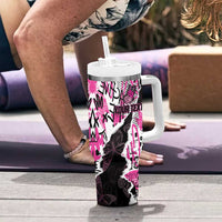 Personalized Pink Power Graffiti Tumbler With Handle Breast Cancer Awareness - Wonder Print Shop