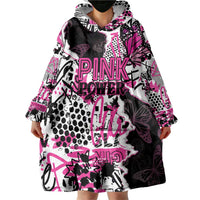 Personalized Pink Power Graffiti Wearable Blanket Hoodie Breast Cancer Awareness - Wonder Print Shop