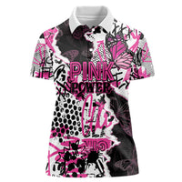 Personalized Pink Power Graffiti Women Polo Shirt Breast Cancer Awareness - Wonder Print Shop