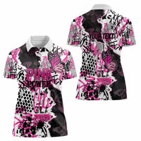 Personalized Pink Power Graffiti Women Polo Shirt Breast Cancer Awareness - Wonder Print Shop