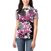 Personalized Pink Power Graffiti Women Polo Shirt Breast Cancer Awareness - Wonder Print Shop