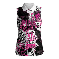 Personalized Pink Power Graffiti Women Sleeveless Polo Shirt Breast Cancer Awareness - Wonder Print Shop