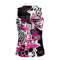 Personalized Pink Power Graffiti Women Sleeveless Polo Shirt Breast Cancer Awareness - Wonder Print Shop