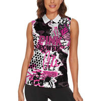 Personalized Pink Power Graffiti Women Sleeveless Polo Shirt Breast Cancer Awareness - Wonder Print Shop