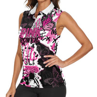Personalized Pink Power Graffiti Women Sleeveless Polo Shirt Breast Cancer Awareness - Wonder Print Shop