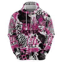 Personalized Pink Power Graffiti Zip Hoodie Breast Cancer Awareness - Wonder Print Shop