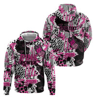 Personalized Pink Power Graffiti Zip Hoodie Breast Cancer Awareness - Wonder Print Shop