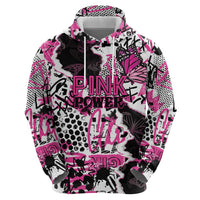 Personalized Pink Power Graffiti Zip Hoodie Breast Cancer Awareness - Wonder Print Shop