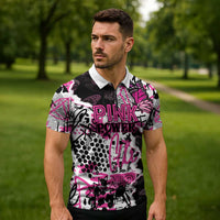Personalized Pink Power Graffiti Zipper Polo Shirt Breast Cancer Awareness - Wonder Print Shop