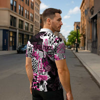 Personalized Pink Power Graffiti Zipper Polo Shirt Breast Cancer Awareness - Wonder Print Shop