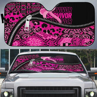 Pink Ribbon Animals Skin African Mixed Auto Sun Shade Zipper Stylized - Wonder Print Shop
