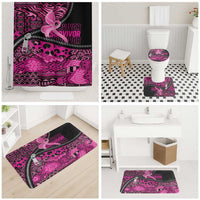 Pink Ribbon Animals Skin African Mixed Bathroom Set Zipper Stylized - Wonder Print Shop