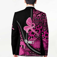 Pink Ribbon Animals Skin African Mixed Blazer Zipper Stylized - Wonder Print Shop