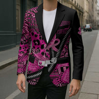 Pink Ribbon Animals Skin African Mixed Blazer Zipper Stylized - Wonder Print Shop