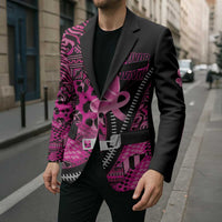 Pink Ribbon Animals Skin African Mixed Blazer Zipper Stylized - Wonder Print Shop