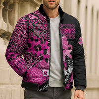 Pink Ribbon Animals Skin African Mixed Bomber Puffer Jacket Zipper Stylized - Wonder Print Shop
