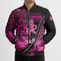 Pink Ribbon Animals Skin African Mixed Bomber Puffer Jacket Zipper Stylized - Wonder Print Shop